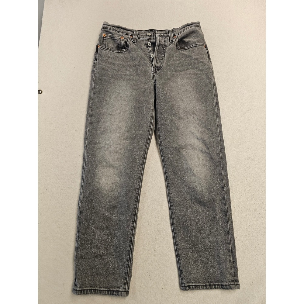 Levis Premium 501 Original Cropped Jeans Grey Button Fly Denim‎ W26 L26